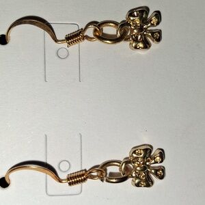 Handcrafted Gold Mini Bow Charm Dangle Earrings